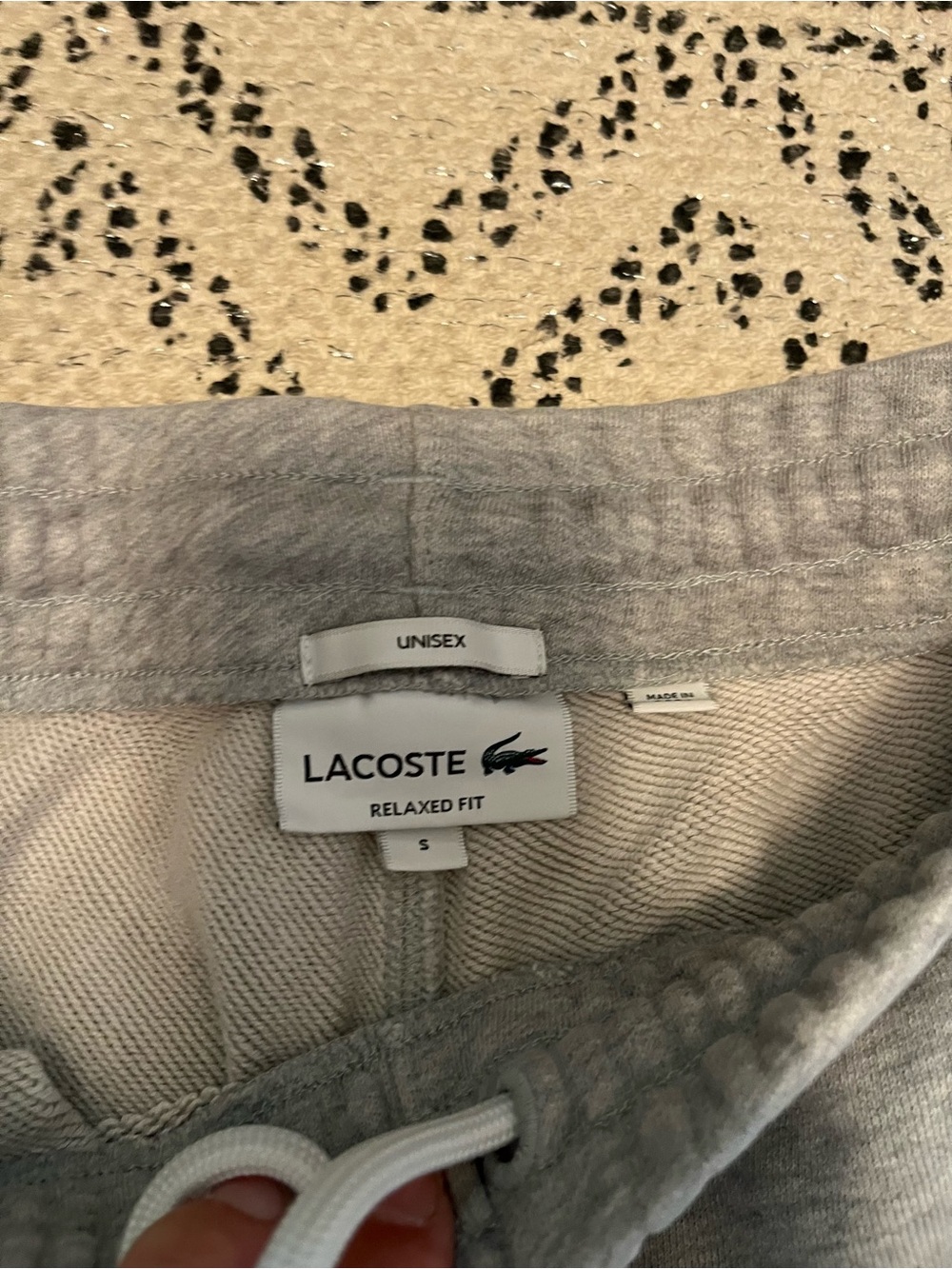 Lacoste Unisex Gray Logo Fleece Jogger Pants - Picture 2 of 5